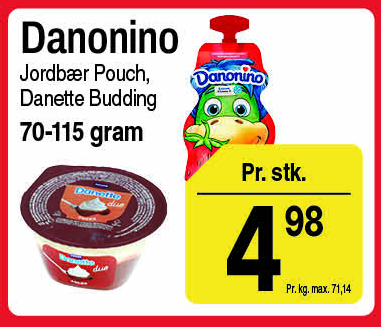 Danonino jordbær pouch og budding