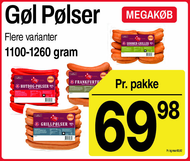 Gøl pølser, flere varianter