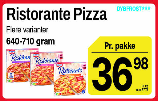 Ristorante pizza, flere varianter