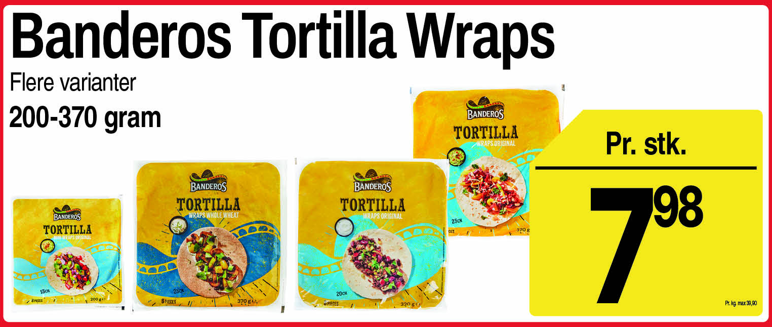 Banderos tortilla wraps, flere varianter