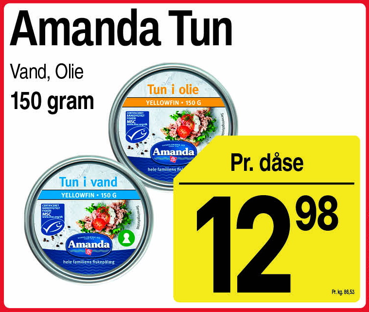 Amanda tun i vand eller olie