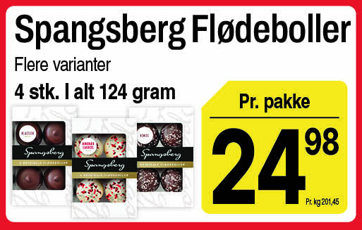 Spangsberg flødeboller, flere varianter