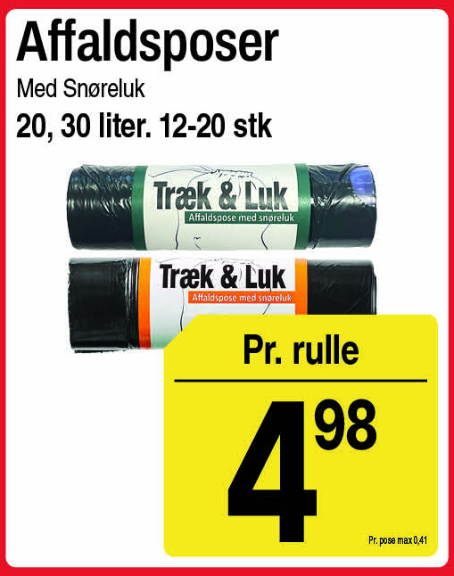 Affaldsposer med snøreluk