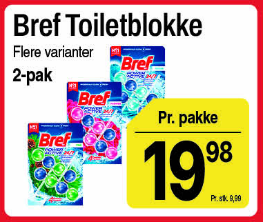 Bref toiletblokke, flere varianter